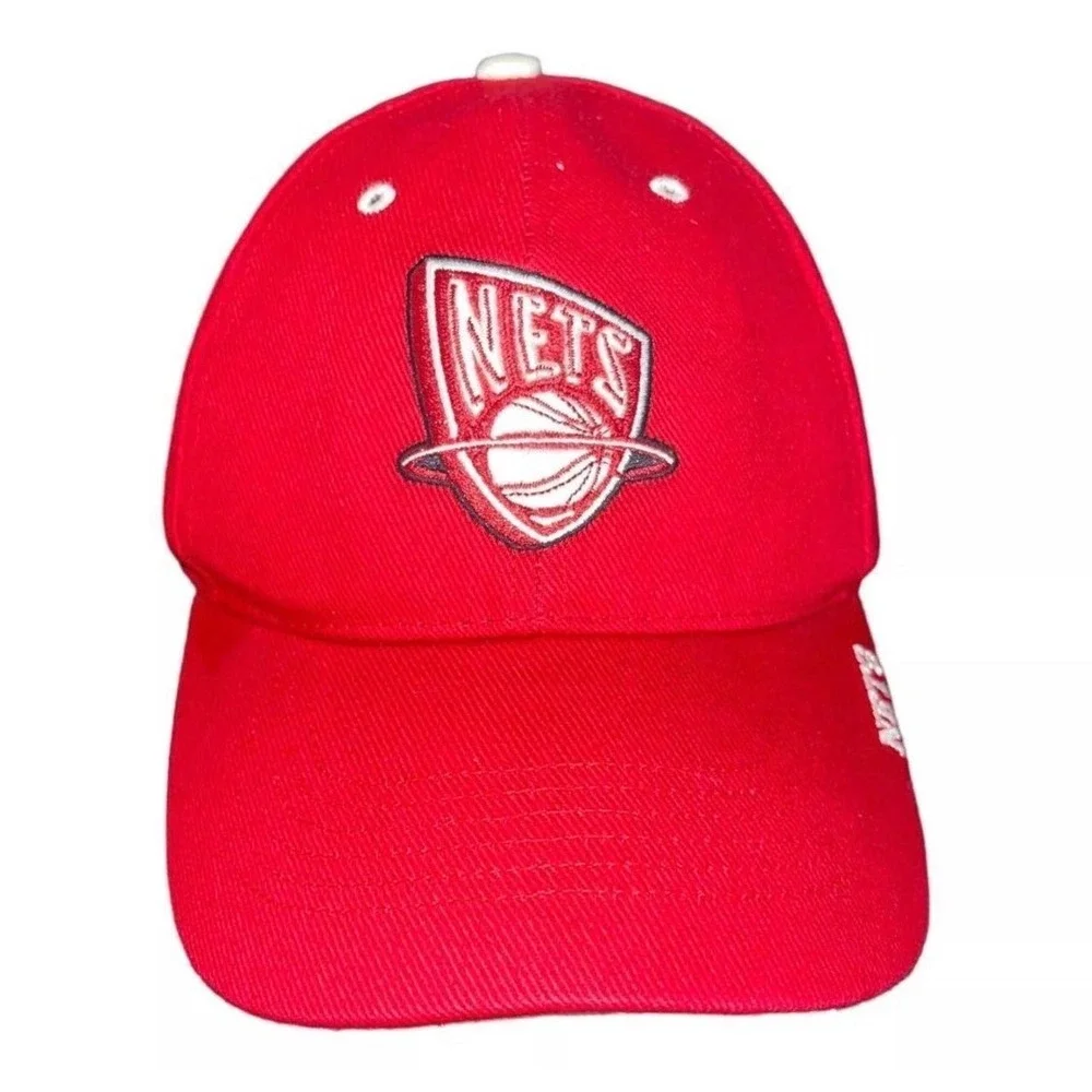 Vintage New Jersey Nets Hat Twins Enterprise Red NBA Basketball Adjustable Cap
